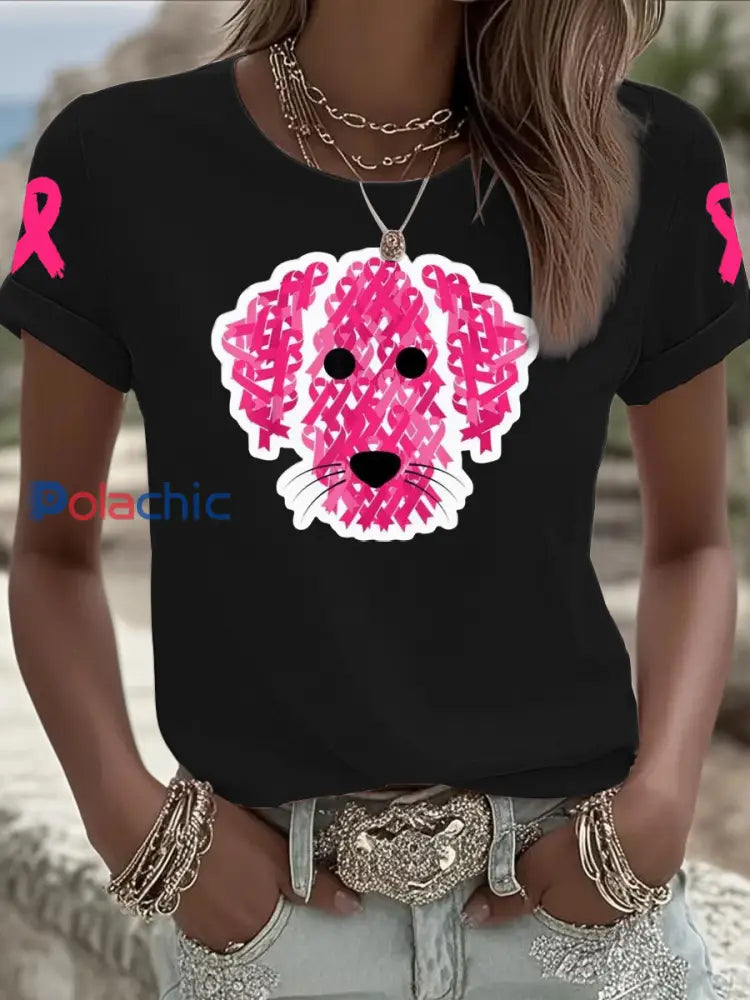 T-shirt à manches courtes Iron On pour femmes noir / S