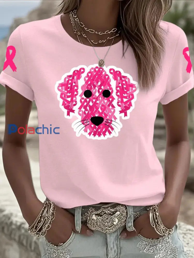 T-shirt à manches courtes Iron On pour femmes rose clair / S