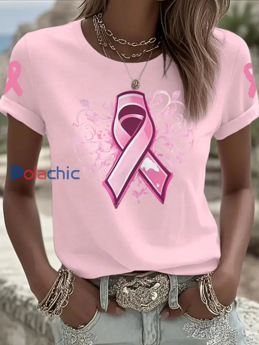 T-shirt à manches courtes Iron On pour femmes rose clair / S