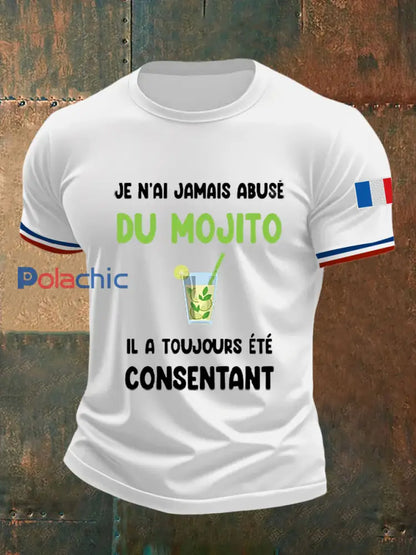 T-shirt à manches courtes Je N’aiJamais Abusé Du Mojito pour homme blanc / S