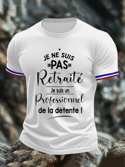 T-shirt à manches courtes Je ne Suis Pas Retraite pour homme Blanc / S
