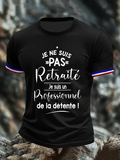 T-shirt à manches courtes Je ne Suis Pas Retraite pour homme Noir / S