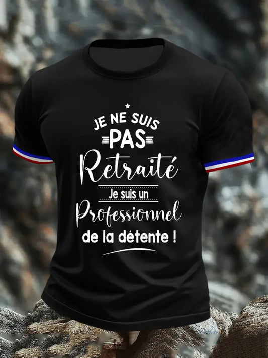 T-shirt à manches courtes Je ne Suis Pas Retraite pour homme Noir / S