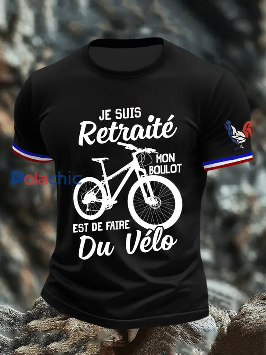 T-shirt à manches courtes Je Suis Retraitr Mon Boulot Est De Faire Du Velo pour homme Noir / S