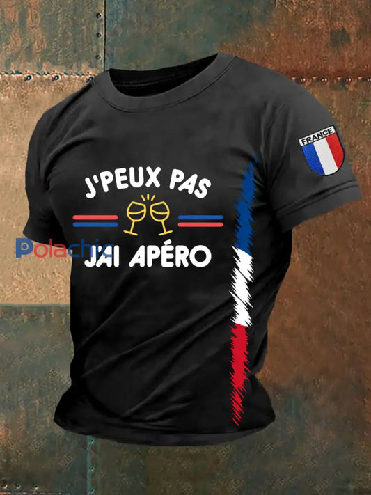T-shirt à manches courtes J’pas J’ai Apéro pour homme Noir / S