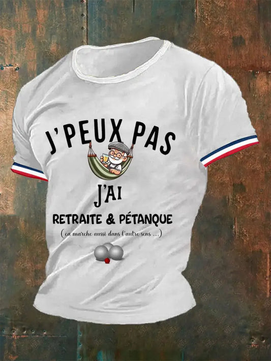 T-shirt à manches courtes J’Peux Pad J’ai Retraite & Petanque Homme Blanc / S