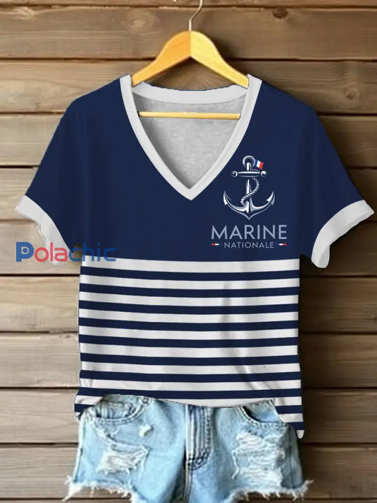 T-shirt à manches courtes Marine Nationale Femme Bleu Marine / S