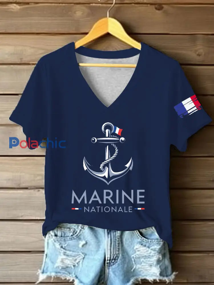 T-shirt à manches courtes Marine Nationale Femme Bleu Marine / S