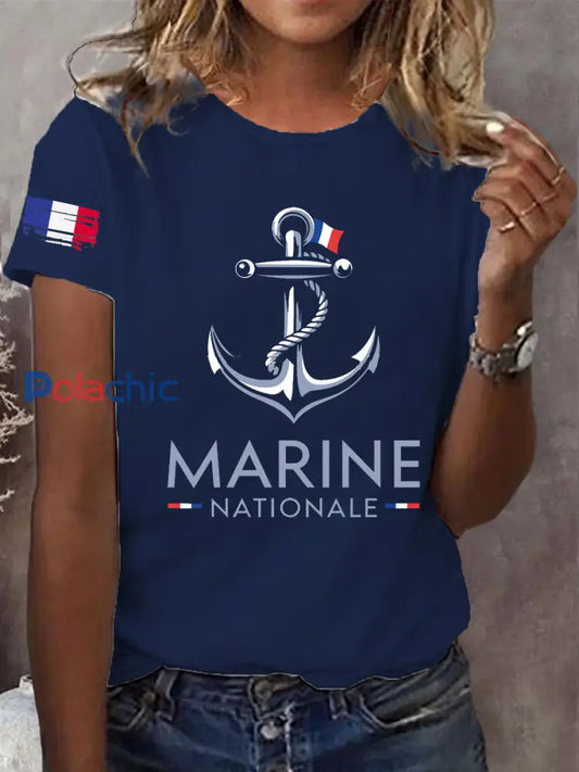 T-shirt à manches courtes Marine Nationale Femme Bleu Marine / S