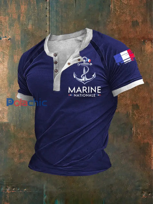 T-shirt à manches courtes Marine Nationale Homme Bleu Marine / S