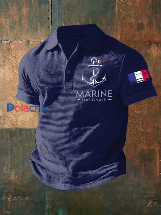 T-shirt à manches courtes Marine Nationale Waffle Homme Bleu Marine / S
