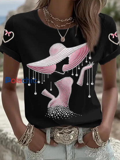 T shirt à manches courtes pour femmes Breast Cancer Awareness Noir / S