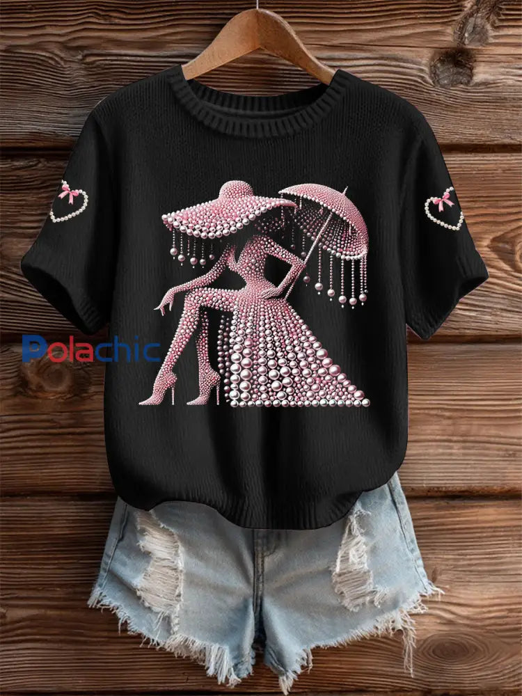 T shirt à manches courtes pour femmes Breast Cancer Awareness Noir / S