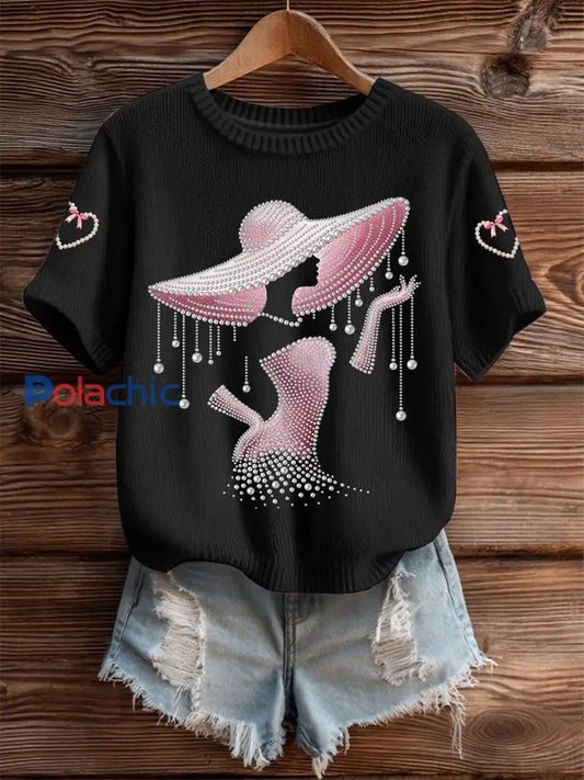 T shirt à manches courtes pour femmes Breast Cancer Awareness Noir / S