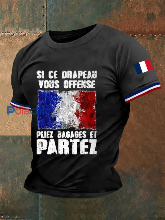 T shirt à manches courtes Si Ce Drapeau Vous Offense Homme Noir / S