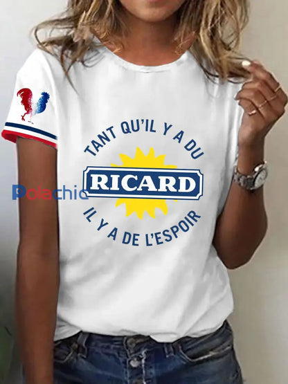 T-shirt à manches courtes Tant Qu’il Y A Du Ricard Femme Blanc / S