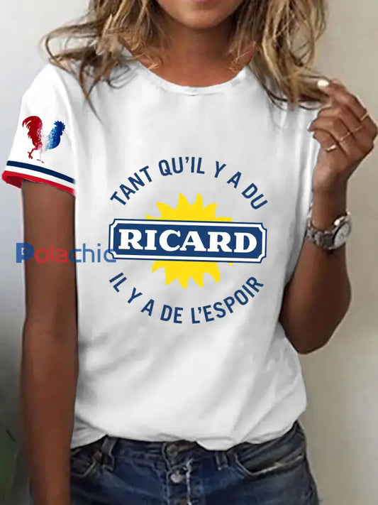 T-shirt à manches courtes Tant Qu’il Y A Du Ricard Femme Blanc / S