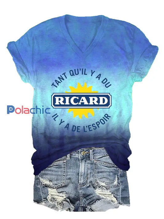T-shirt à manches courtes Tant Qu’il Y A Du Ricard Femme Bleu / S