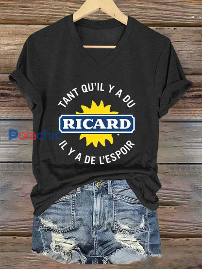 T shirt à manches courtes Tant Qu’il Y A Du Ricard Femme Noir / S