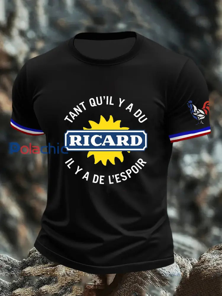 T-shirt à manches courtes Tant Qu’il Y A Du Ricard Homme Noir / S