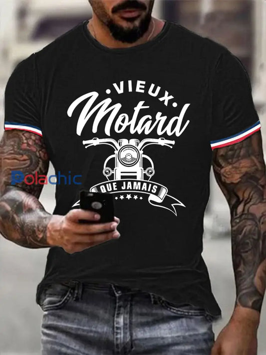 T-shirt à manches courtes Vieux Motard Que Jamais pour homme Noir / S