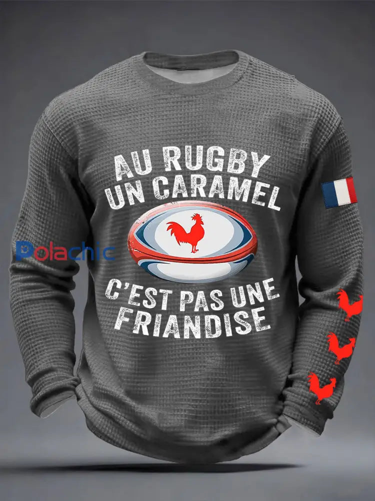 T-shirt à manches longues Au Rugby Un Caramel Waffle Homme Gris / S