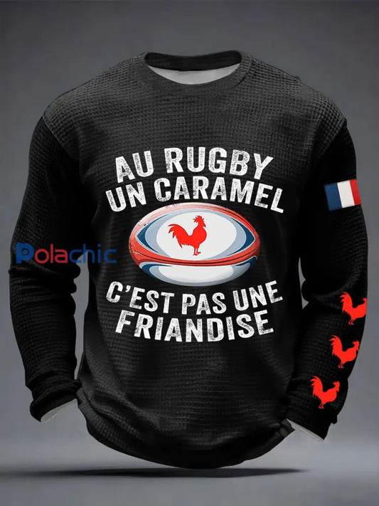 T-shirt à manches longues Au Rugby Un Caramel Waffle Homme Noir / S