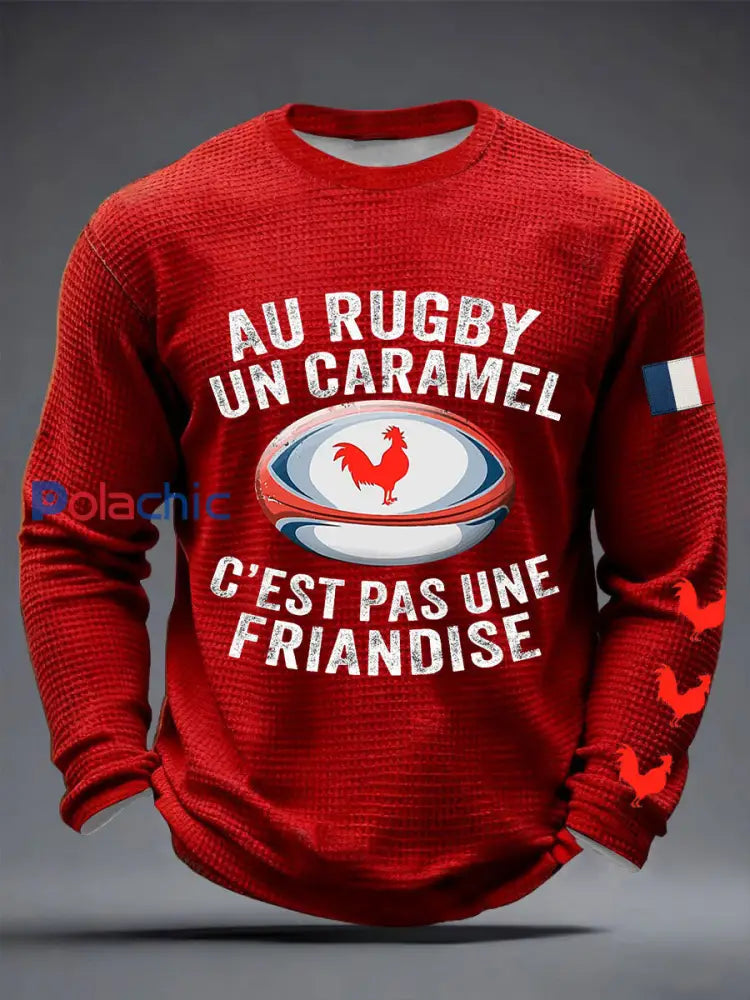 T-shirt à manches longues Au Rugby Un Caramel Waffle Homme Rouge / S