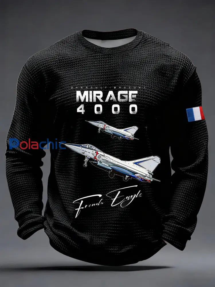 T-shirt à manches longues Dassault Mirage 4000 Waffle Homme Noir / S
