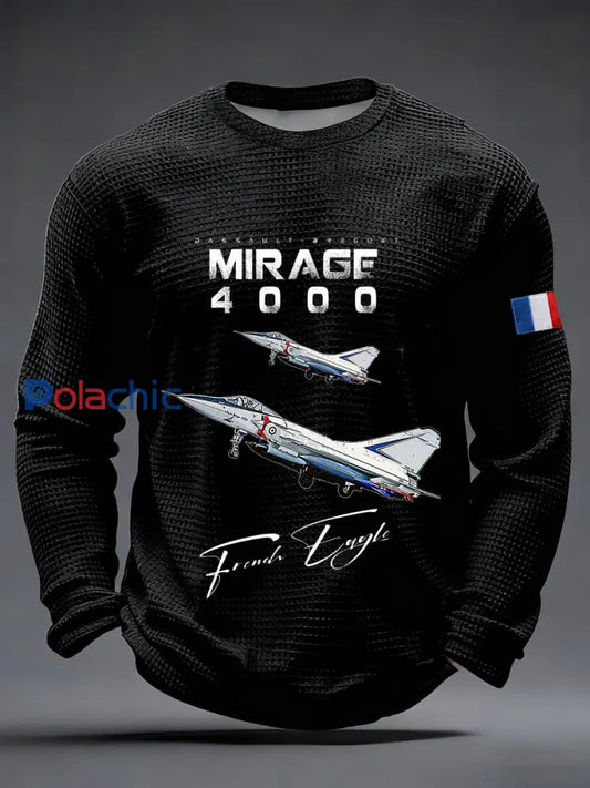 T-shirt à manches longues Dassault Mirage 4000 Waffle Homme Noir / S