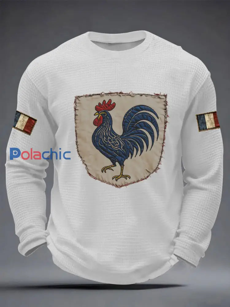 T-shirt à manches longues Français Le Coq Gaulois Waffle Homme Blanc / S