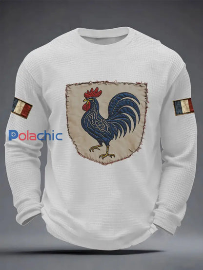 T-shirt à manches longues Français Le Coq Gaulois Waffle Homme Blanc / S