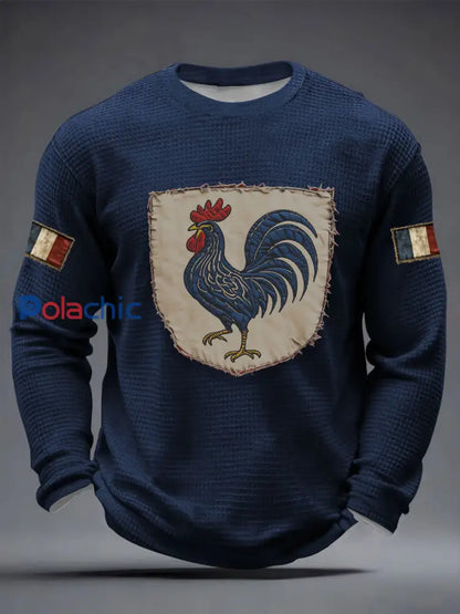 T-shirt à manches longues Français Le Coq Gaulois Waffle Homme Bleu Marine / S