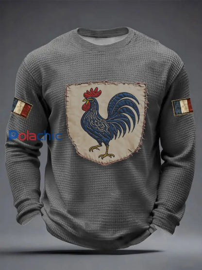 T-shirt à manches longues Français Le Coq Gaulois Waffle Homme Gris / S