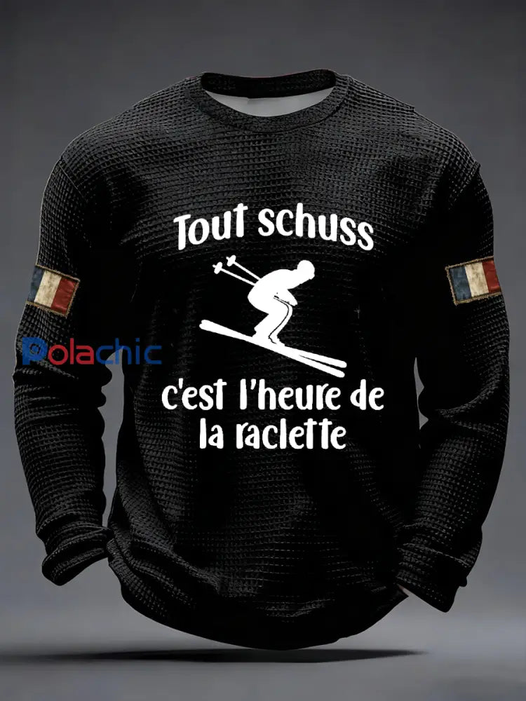 T-shirt à manches longues tout Schuss Waffle Homme Noir / S