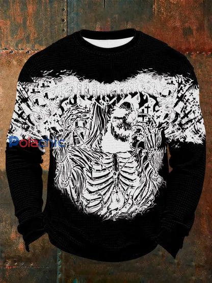 T-shirt à manches longues Vintage Skull Waffle Homme Noir / S