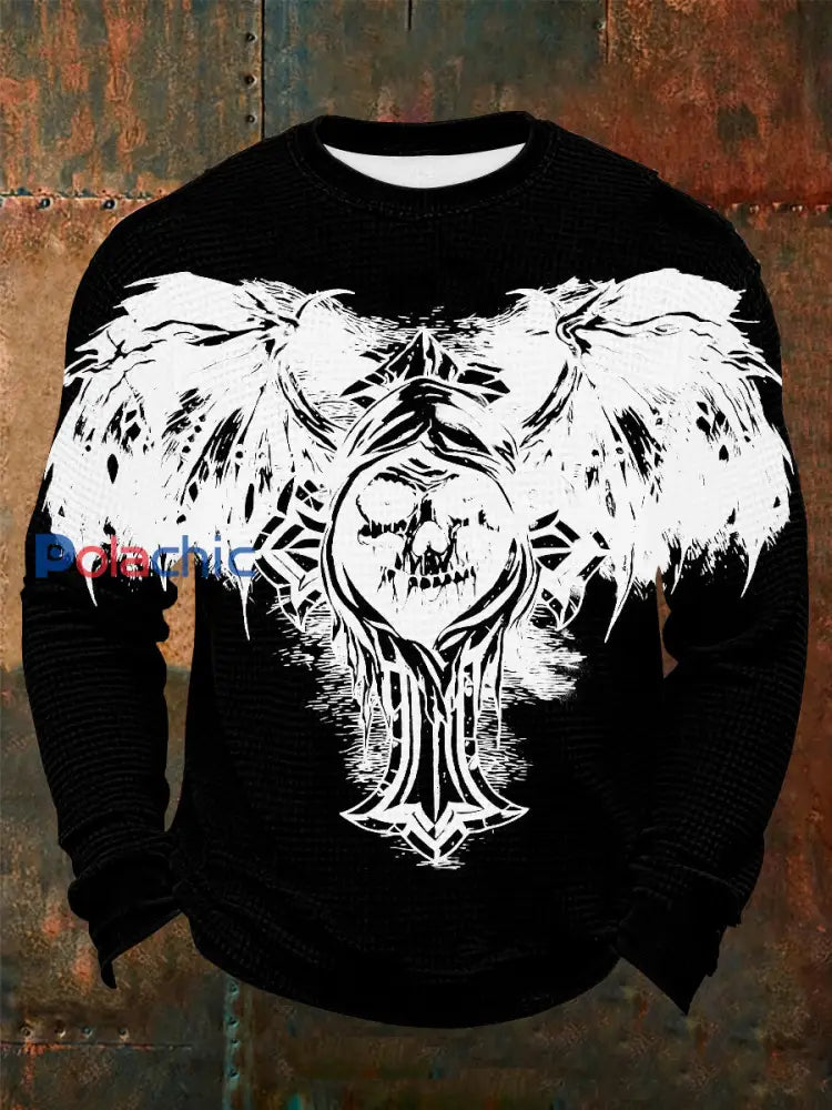 T-shirt à manches longues Vintage Skull Waffle Homme Noir / S