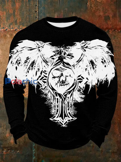 T-shirt à manches longues Vintage Skull Waffle Homme Noir / S