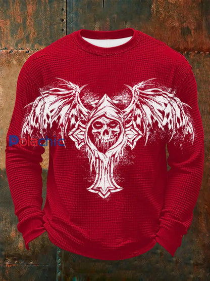 T-shirt à manches longues Vintage Skull Waffle Homme Rouge / S