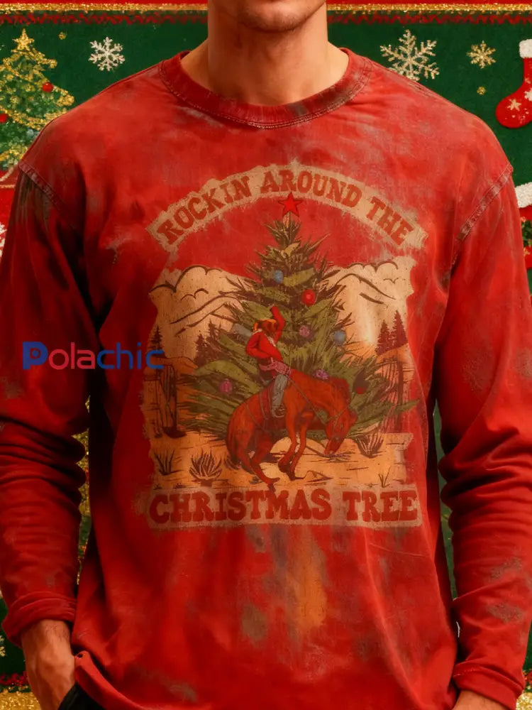 T-shirt à manches longues Western Christmas Homme Rouge / S