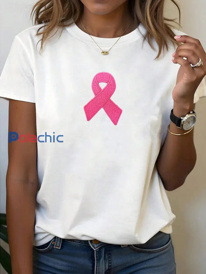 T-shirt à ruban rose pour femmes sensibilisation au cancer du sein Blanc / S