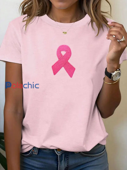T-shirt à ruban rose pour femmes sensibilisation au cancer du sein Rose Clair / S