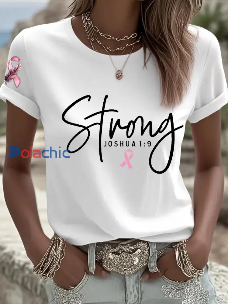 T shirt à ruban rose pour femmes Survivor du cancer du sein Blanc / S