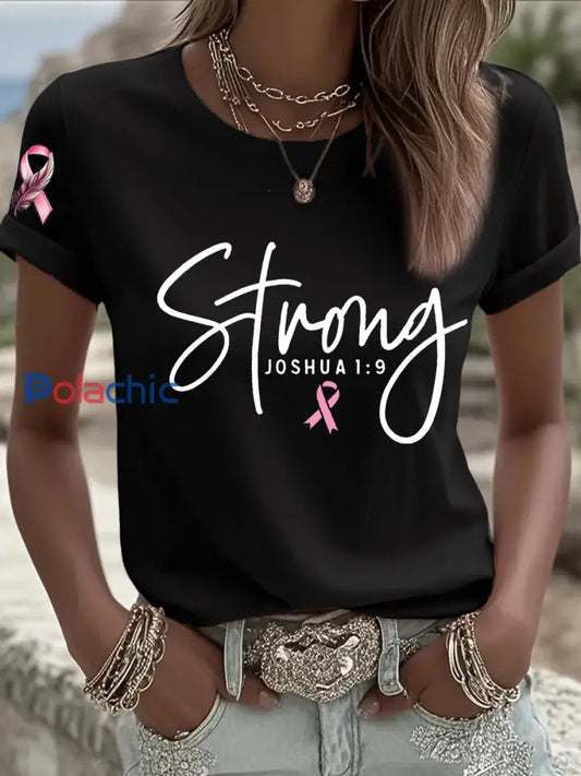 T shirt à ruban rose pour femmes Survivor du cancer du sein Noir / S