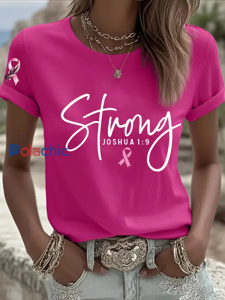 T shirt à ruban rose pour femmes Survivor du cancer du sein Rose Rouge / S