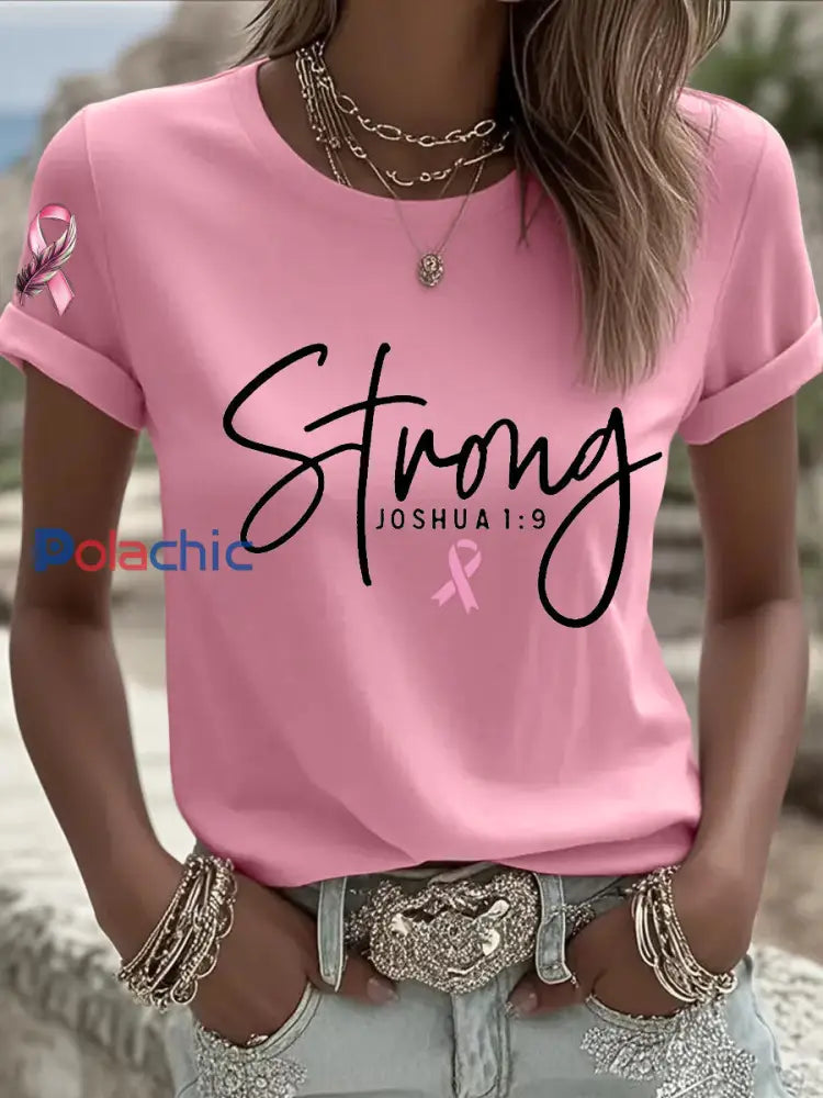 T shirt à ruban rose pour femmes Survivor du cancer du sein Rose / S