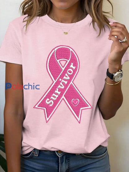 T-shirt à ruban rose Survivor Women’s Breast Cancer Awareness Rose Clair / S