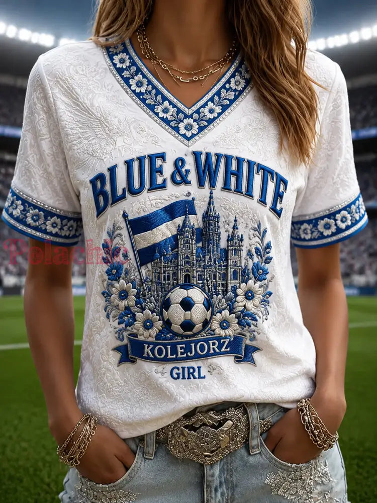 T-shirt bleu et blanc Wings - comme image / S