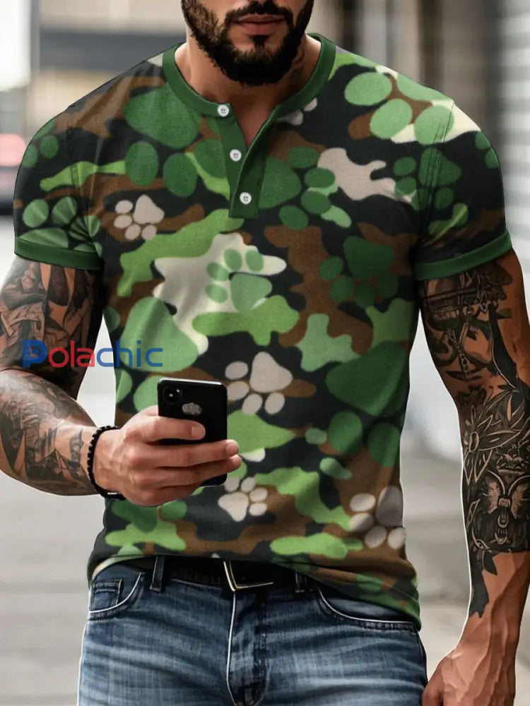 T-shirt Camouflage Dog Homme vert armée / S