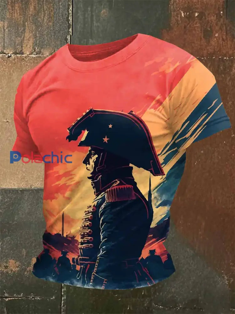 T Shirt Casual Avec Imprimé Napoléon Vintage comme image / S